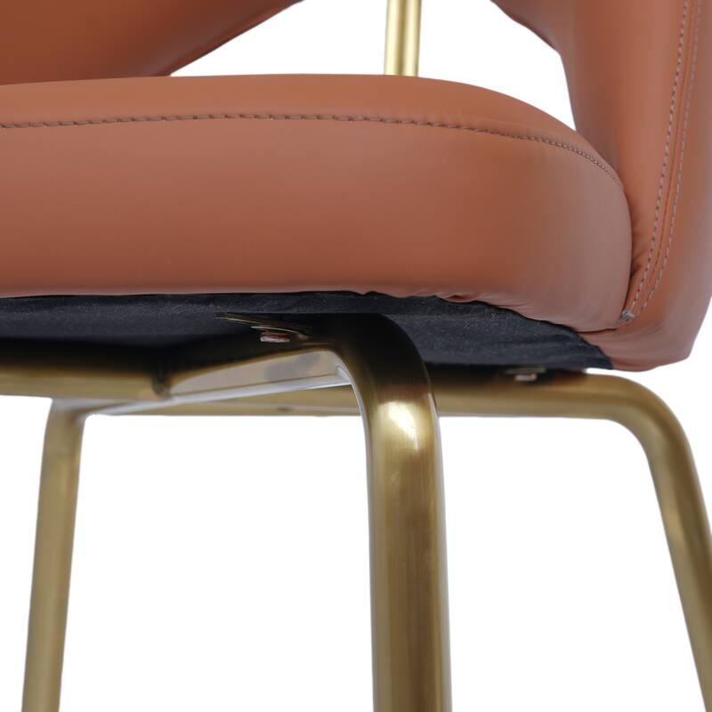 18.5''H Faux Leather Dining Chairs with Gold Metal Legs (Set of 2)