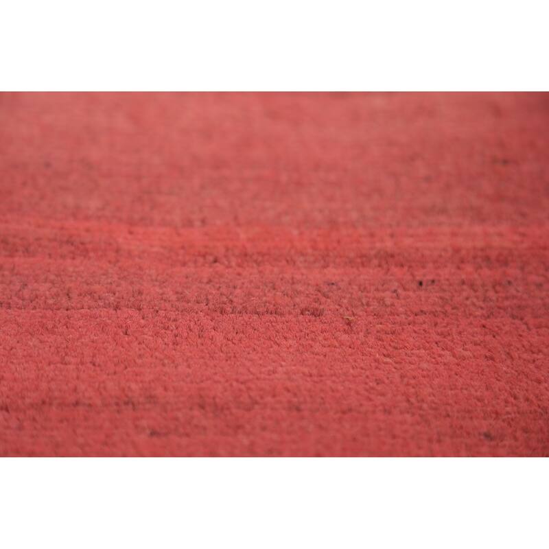 Modern Gabbeh Oriental Area Rug Hand-Knotted Pink Wool Carpet - 6'10" x 9'9"