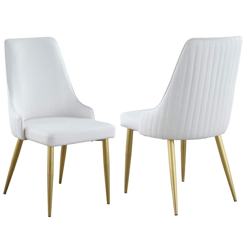 Somette White/Gold Krystal Modern Side Chair, Set of 2