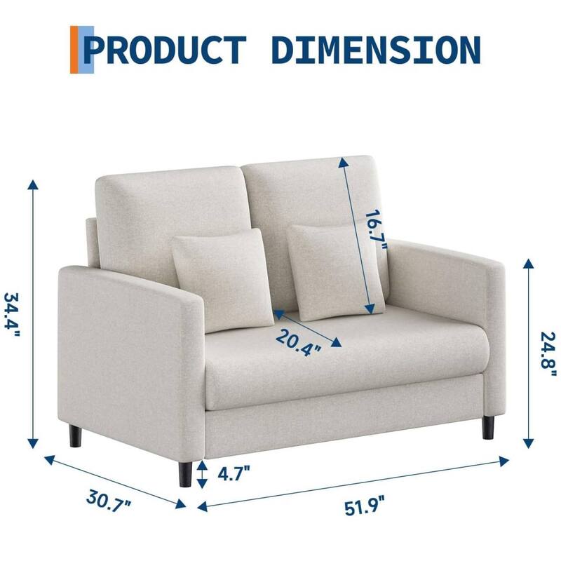 51.9" Sofa Accent Chair, Chenille Loveseat for Bedroom, Living Room