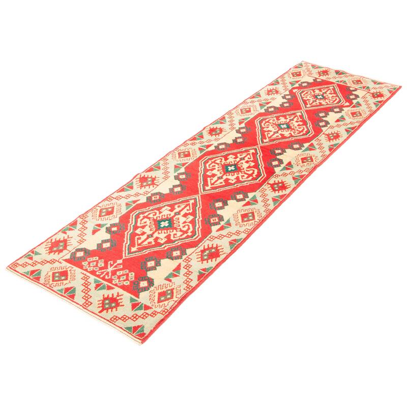 ECARPETGALLERY Hand-knotted Baluch Red Wool Rug - 2'8 x 9'9