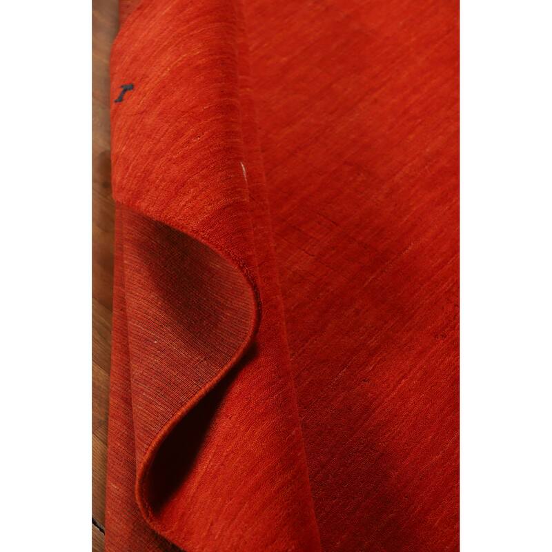 Hand Knotted Oriental 100% Wool Carpet Tribal Animal Pictorial Oranges & Rust Gabbeh Area Rug - 8' 2'' X 6' 7''
