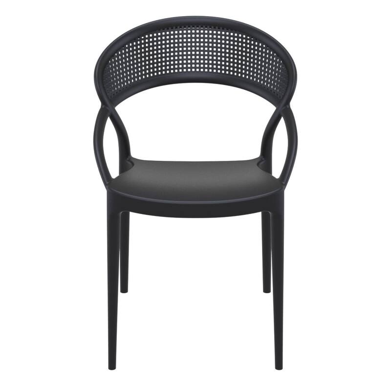 32.25" Black Mesh Outdoor Patio Round Dining Chair