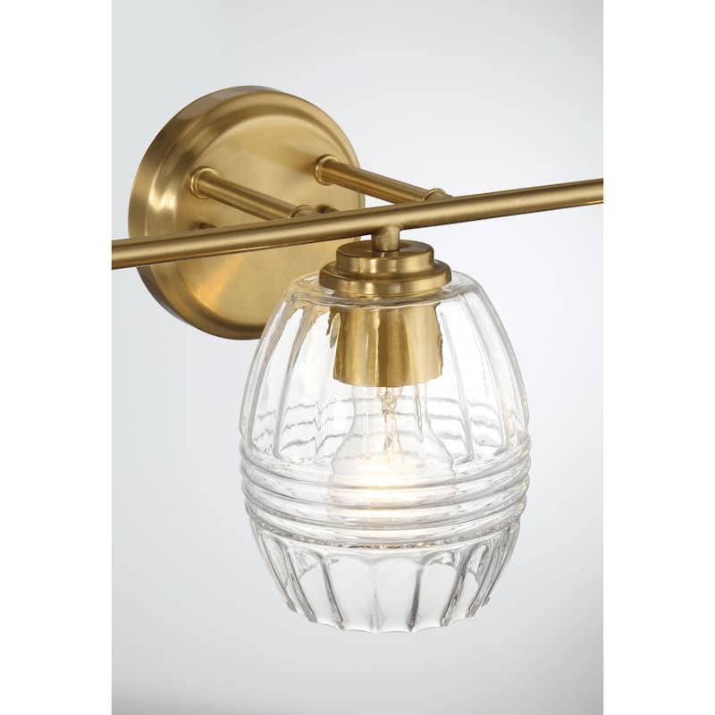 Three Lights Vanity With Clear Glass for Bathrooms above Mirror Wall Lamp - Satin Brass