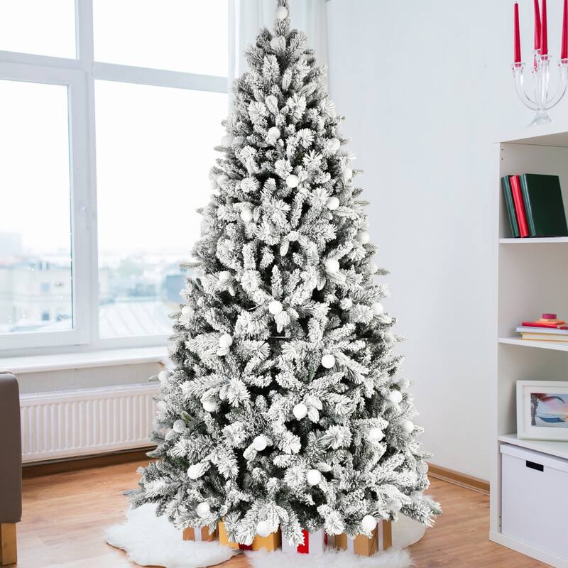 PE and PVC Floceked Christmas Tree with Lights - N/A