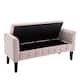 Porthos Home Brett Velvet Storage Bench with Rubberwood Legs