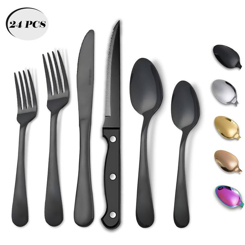 48 Pieces Flatware Set With Steak Knives Stainless Steel Service For 8