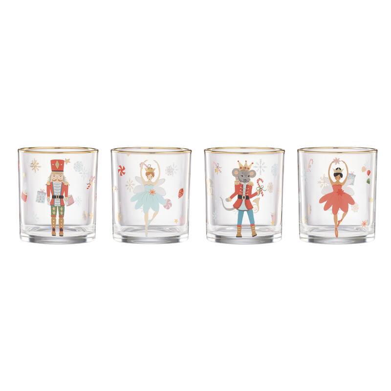 Lenox Nutcracker Ballet Double Old Fashioned Glasses, Set of 4 - 3" Round