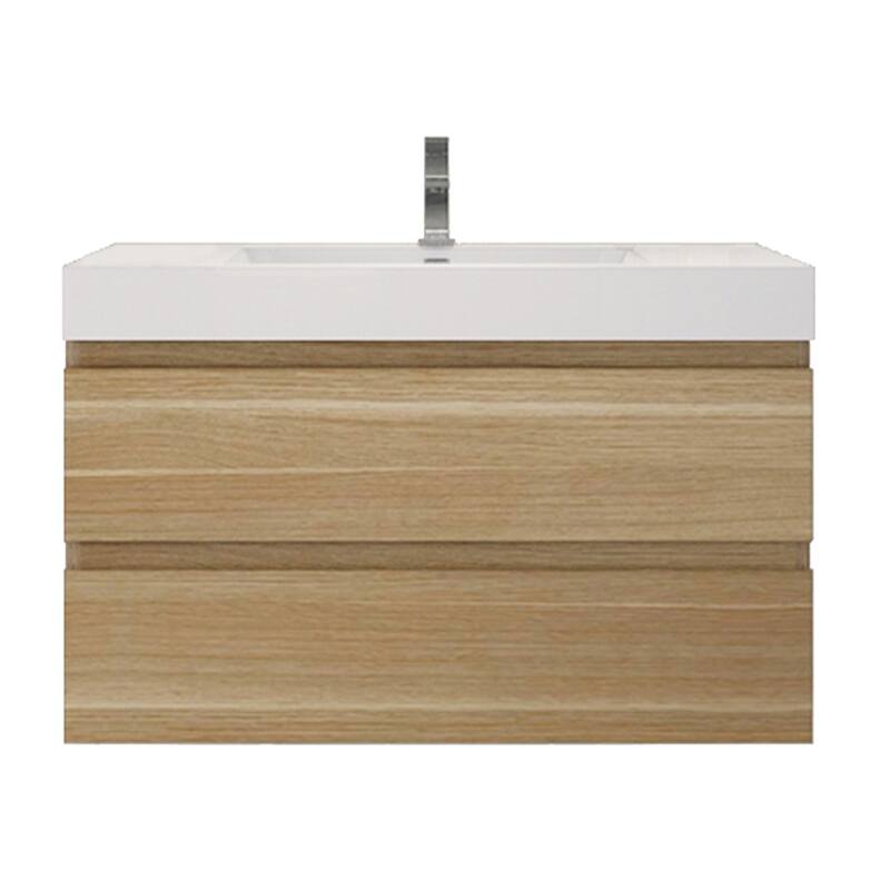Baillie 42'' Wall-Mounted Vanity with Reinforced Acrylic Sink - 42''Width - White Oak
