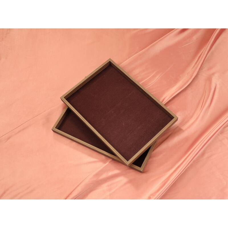 Set of 2 Stackable Velvet Jewelry Organizer Trays with Removable Dividers for Drawers, Jewelry Organizer Drawer Display Storage