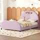 preview thumbnail 2 of 10, Full Size Velvet Upholstered Platform Bed with Headboard & Embedded Light Stripe