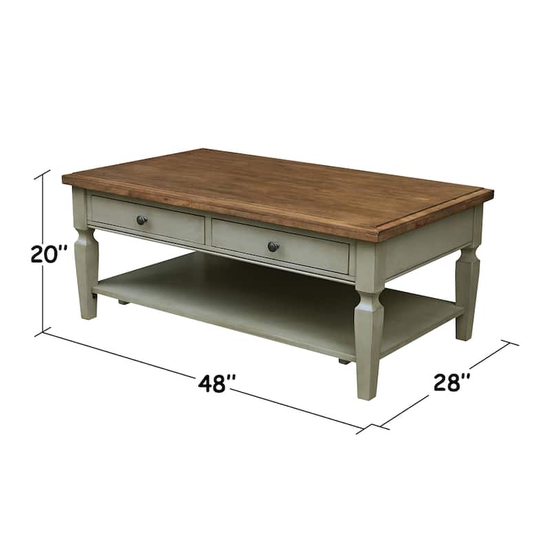 Vista Solid Wood Coffee Table - 48"W x 28"D x 20"H