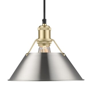 Yep by Golden Lighting Orwell 1-light 10in Pendant in Brushed Champagne Brass and Pewter shade - Gold