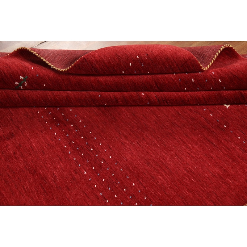 Gabbeh Oriental Area Rug Hand-Knotted Tribal Red Wool Carpet - 6'6"x 9'8"