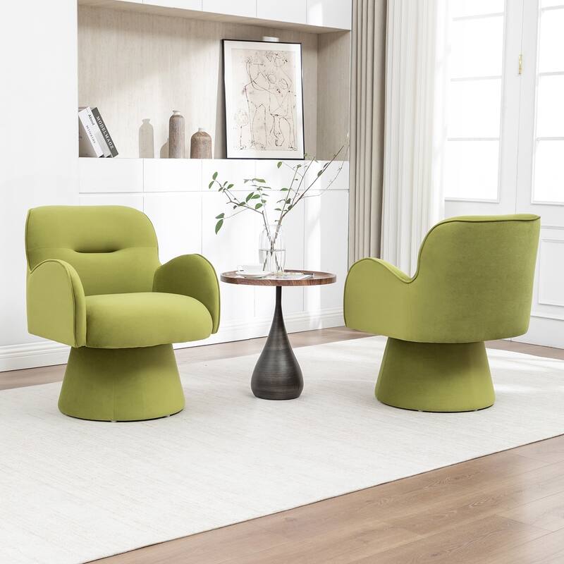 SEYNAR Modern Glam Velvet 360 Degree Swivel Armchair Set of 2