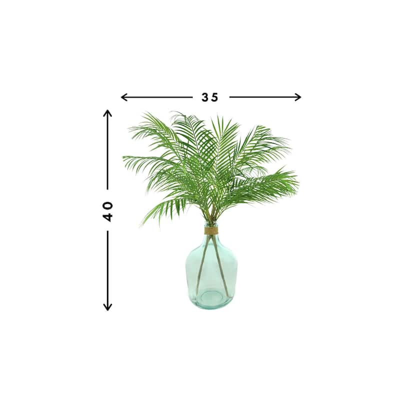 4 ft Organic Modern Green Palms in Glass Jug with Twine