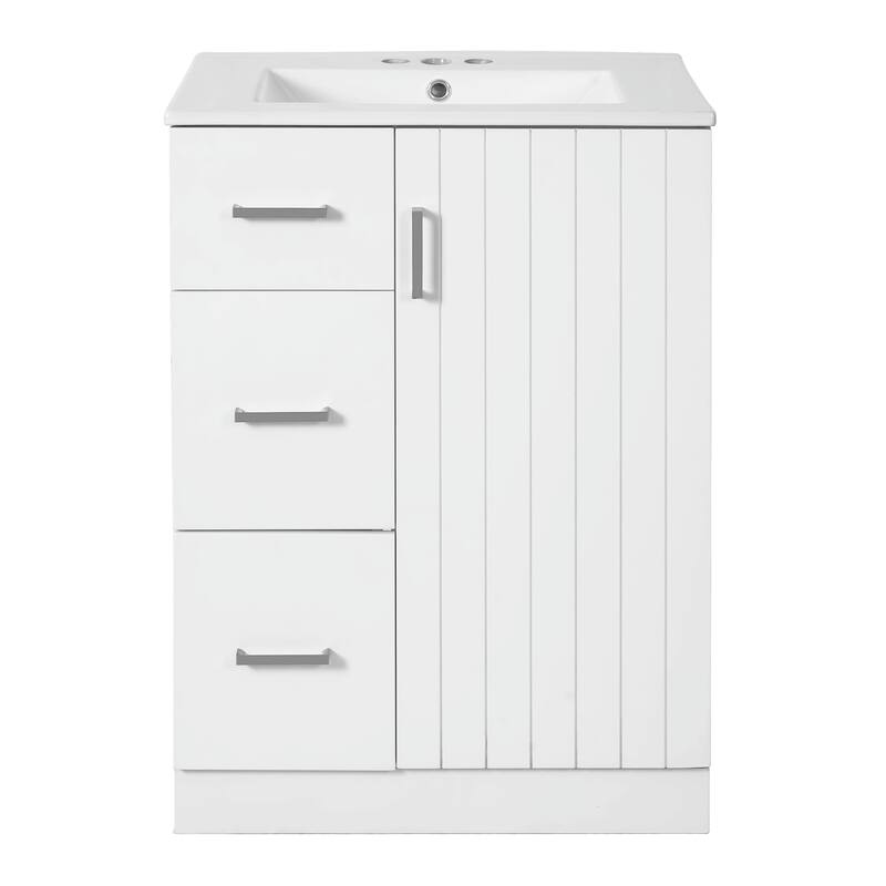 24" Modern Bathroom Vanity with Sink, Small Bathroom Sink Cabinet