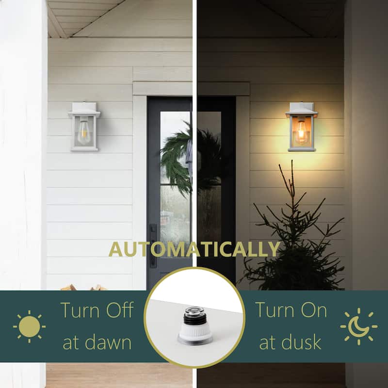 9.1"H White Dusk to Dawn Outdoor Wall Lights with GFCI Outlet