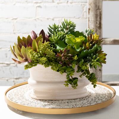 Sullivans Distressed White Rustic Ceramic Oval Vase
