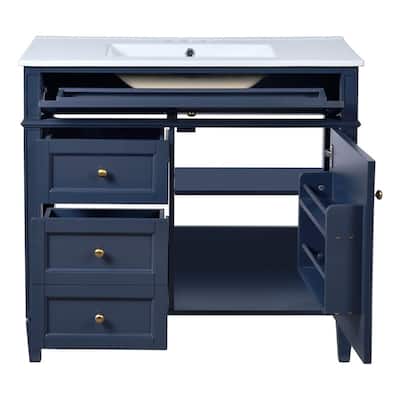 36" Modern Bathroom Vanity with Integrated Top Sink, Featuring Two Drawers, A Tip-Out Drawer, And A Sleek Single-Sink Design .