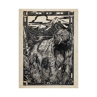Linocut III (Bear) (40 x 55) Canvas Art Print