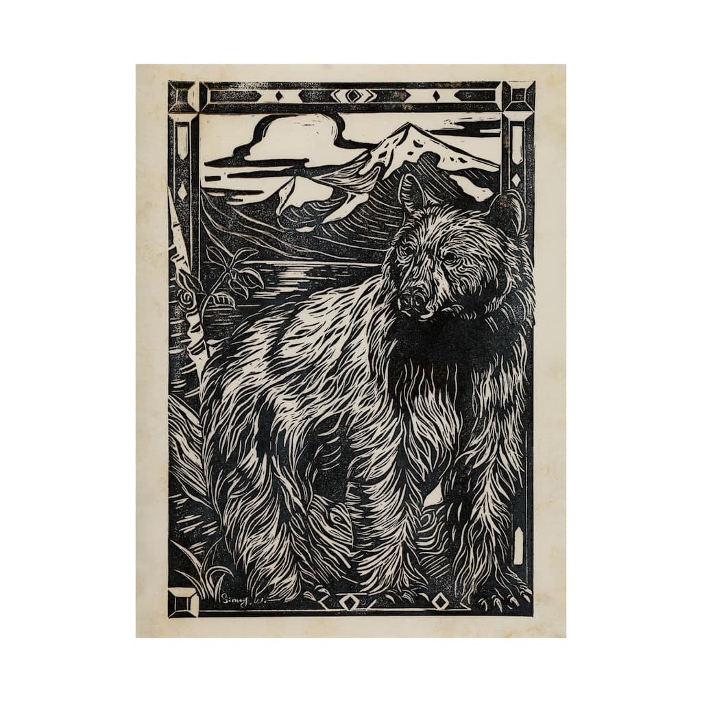 Linocut III (Bear) (40 x 55) Canvas Art Print