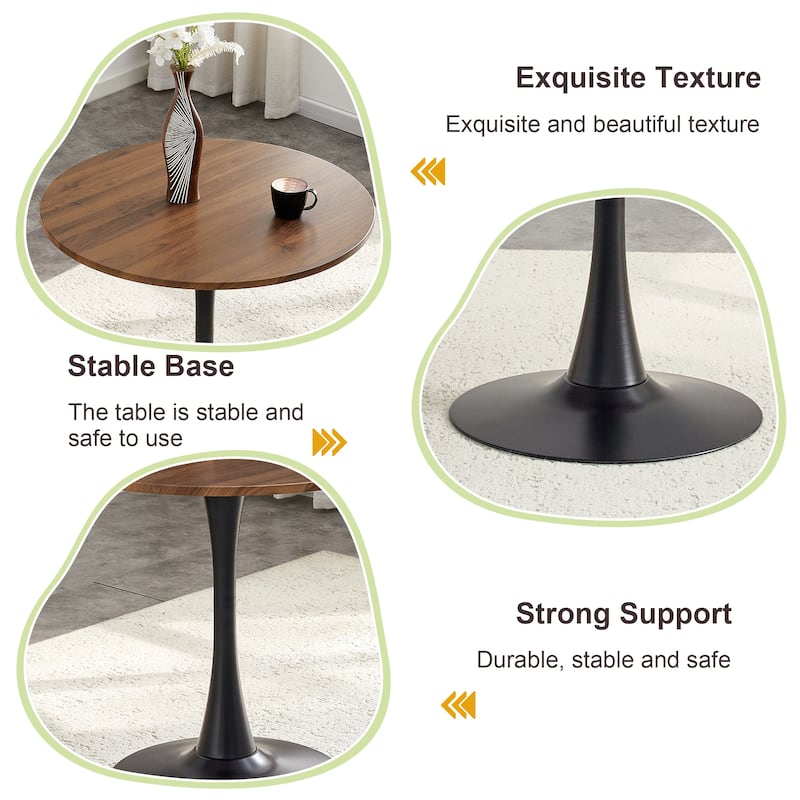 Round Dining Table, 31.5" Circle Tulip Table with Thickened Tabletop & Metal Pedestal, Mid Century Modern Bistro Table