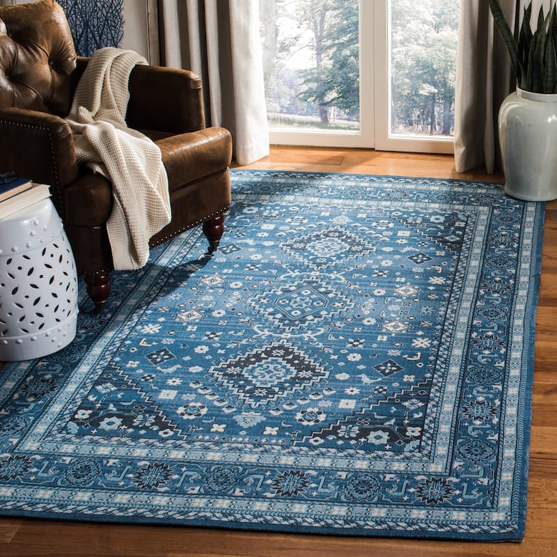SAFAVIEH Classic Vintage Boho Rossanna Oriental Cotton Rug - 6' x 9' - Blue/Charcoal