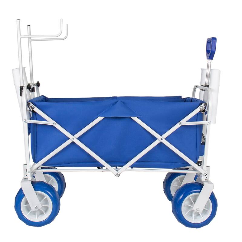 Beach Wagon Cart with Chair Racks & Fishing Rod Holders, 9" All-Terrain Wheels, Removable Cooler & Storage Bags