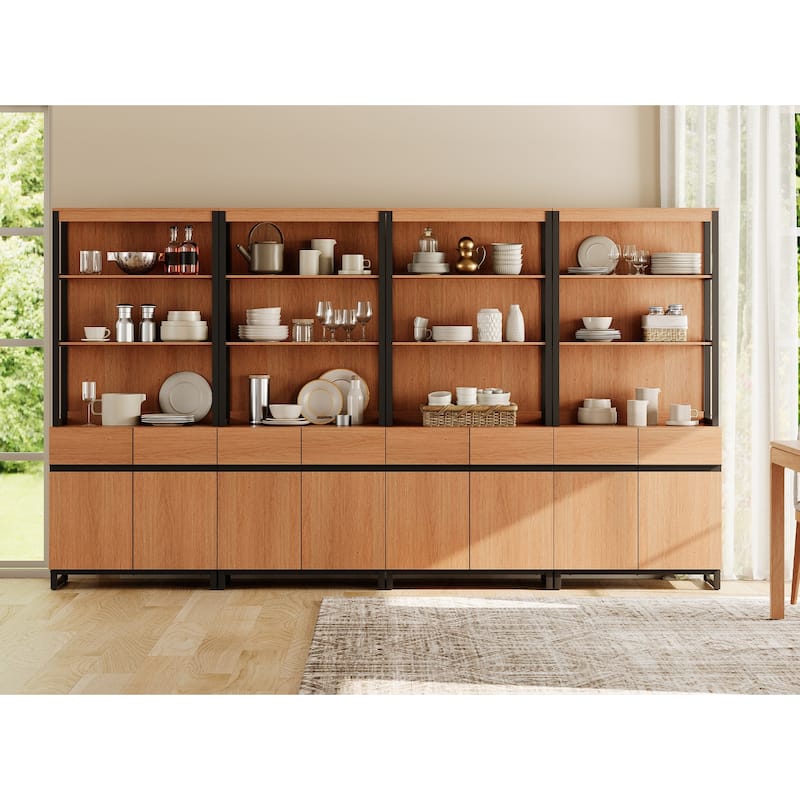 WAMPAT Modern 72" Tall Bookcase with Metal Base and Adjustable Shelves, Library Book Shelf with Storage Cabinet