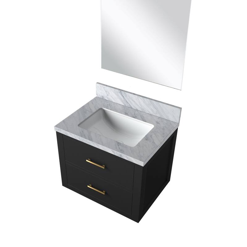 Black Bath Vanity 24" W x 18" D, Acrylic Countertop with Soft Close Cabinet, and 18" Frameless Mirror Included