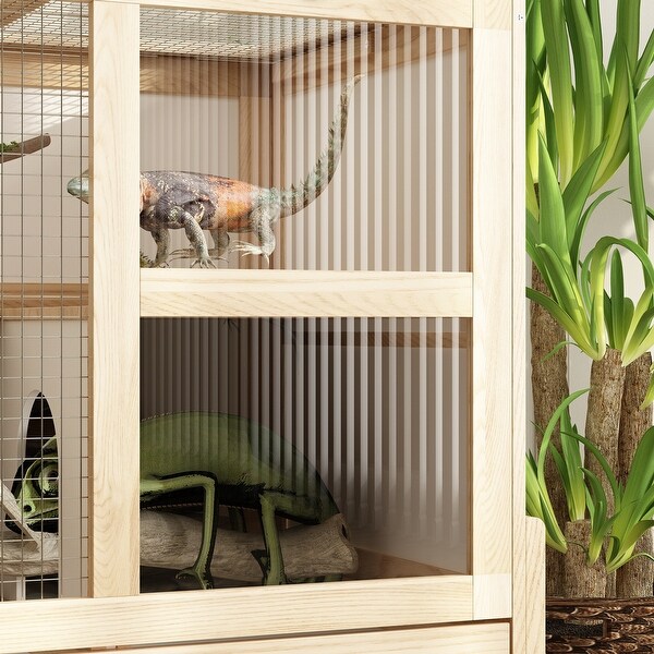 Premium Wooden Reptile Enclosure with Dual Levels and Easy Access