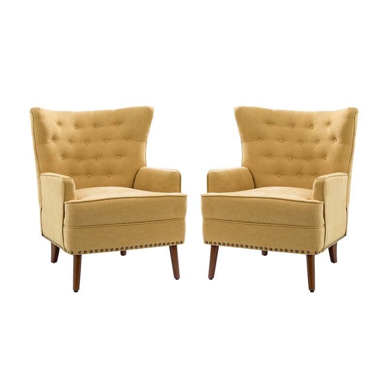 Alpheus Accent Armchair with Tufted Back Set of 2 by HULALA HOME
