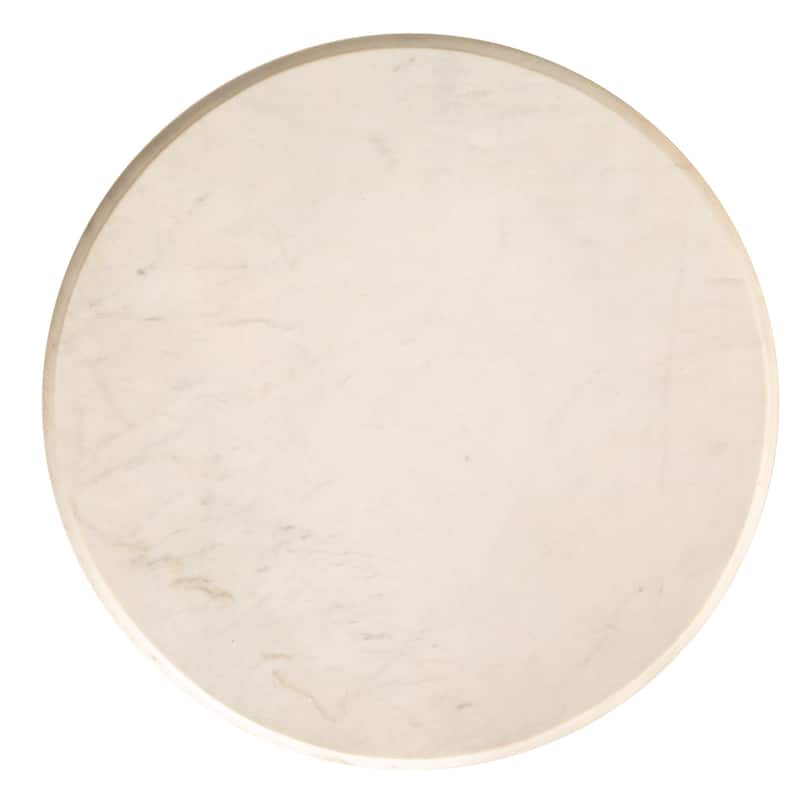 Luca Mango Wood Fluted End Table with Marble Top