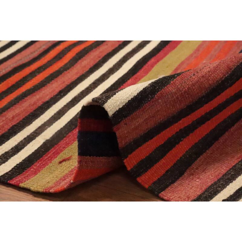 Hand Woven Oriental 100% Wool Carpet Southwestern Geometric Oranges & Rust Kilim Area Rug - 10' 9'' X 5' 0''