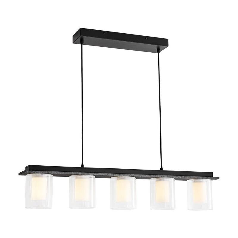 Scandinavian 5-Light Glass Dimmable LED Linear Chandelier 35in Wide