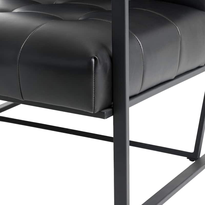 Glitzhome 29.50"W Mid-Century PU Leather Tufted Accent Chair - 29.5"W x 30.5"H x 29.25"D