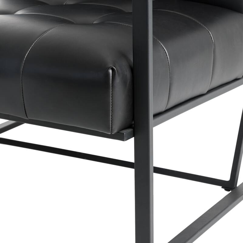 Glitzhome 29.50"W Mid-Century PU Leather Tufted Accent Chair - 29.5"W x 30.5"H x 29.25"D