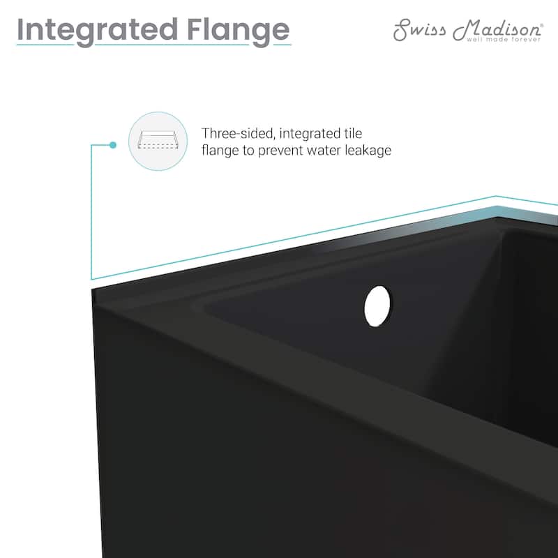 Lausanne 48" X 32" Left-Hand Drain Alcove Bathtub With Apron In Matte Black - 32x48 Left