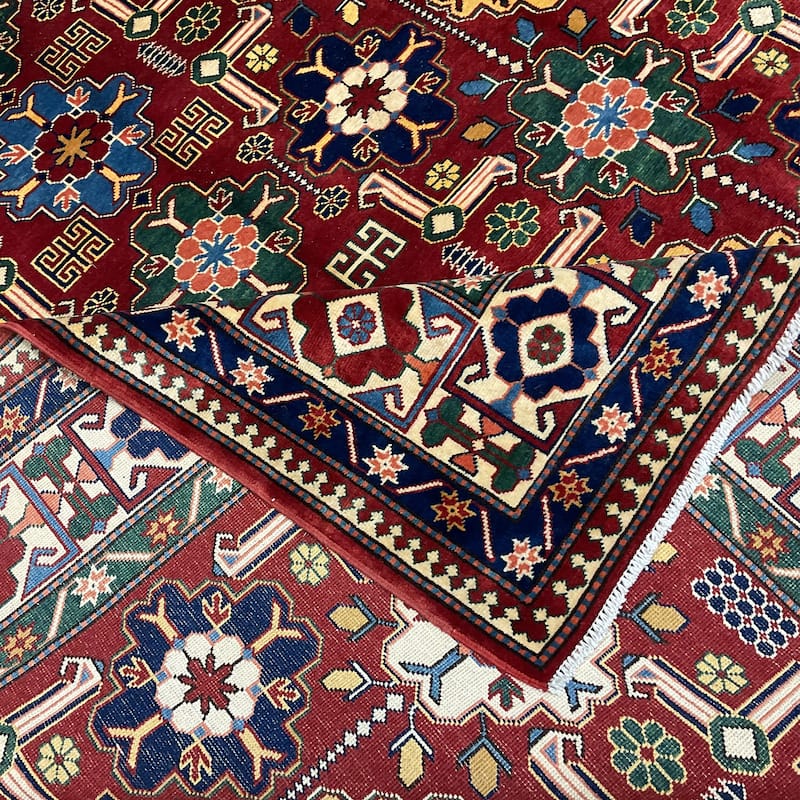HERAT ORIENTAL Handmade Vegetable Dye Super Kazak Wool Rug - 6'5 x 9'7