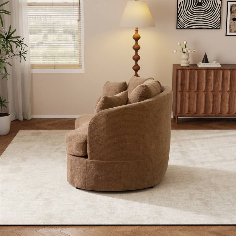 73.8"W Modern Wide Curved Sofa, Modern Luxury Plush Chenille