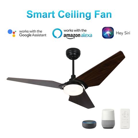 Boreas 56-inch Indoor/Outdoor Smart Ceiling Fan, Dimmable LED Light Kit & Remote, Works with Alexa/Google Home/Siri