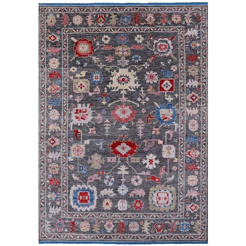 Golden Nile Grey Turkish Oushak Hand Knotted Wool Rug - 9' 1" X 12' 5"