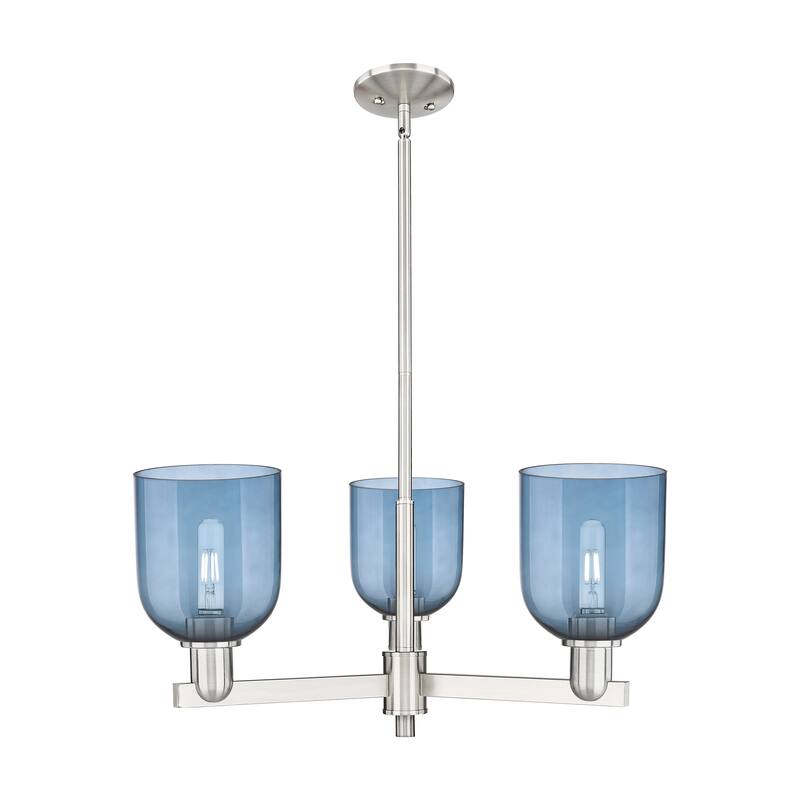 Innovations Lighting Endless Possibilities Arcadia - Bella - 3 Light 27" Stem Hung Chandelier - Blue/Satin Nickel