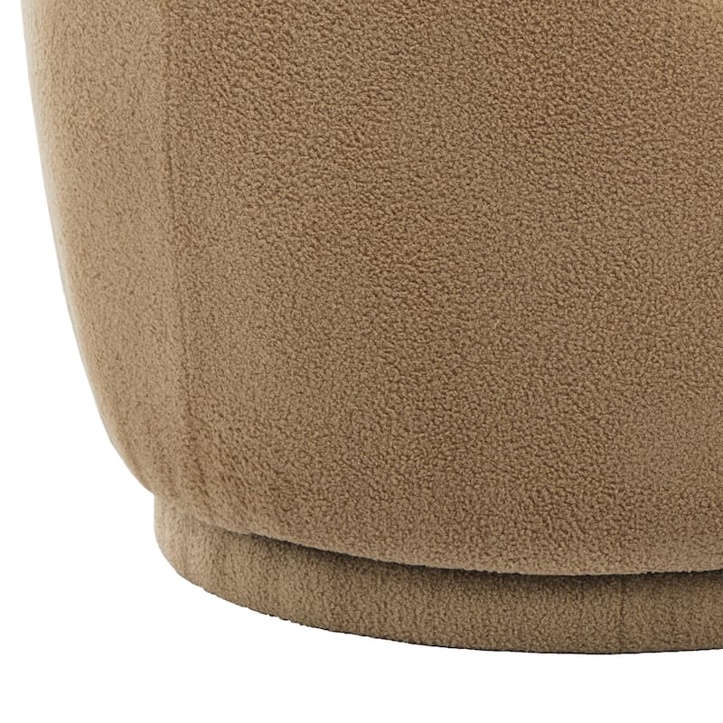 Boucle Barrel Chair Upholstered 360°Swivel Armchair