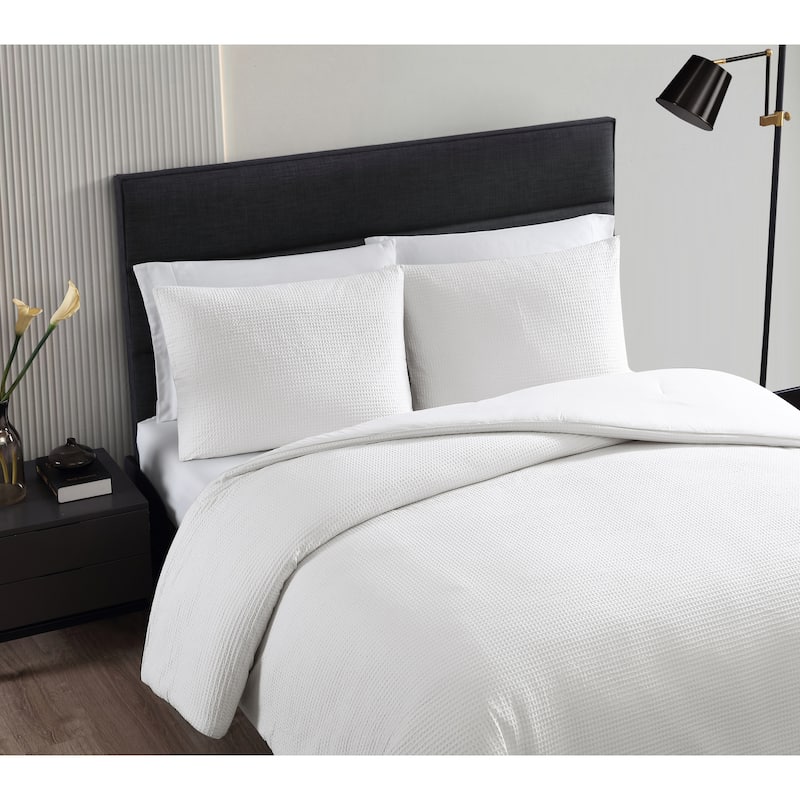 Vera Wang Waffle Pique Cotton Duvet Cover Set