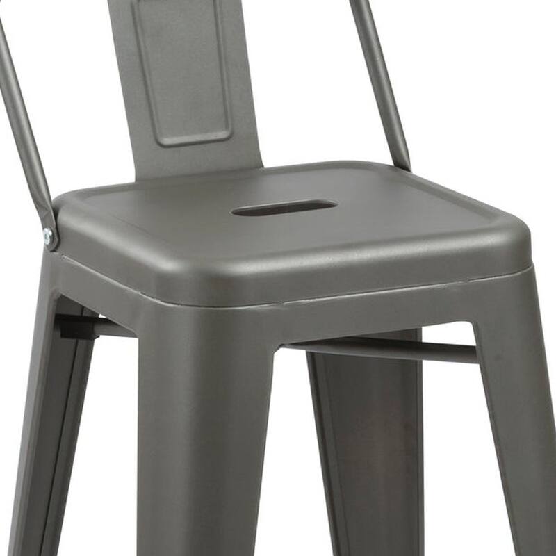 HomeRoots Set of Four 26" Dark Gray Steel and Metal Low Back Counter Height Bar Chairs