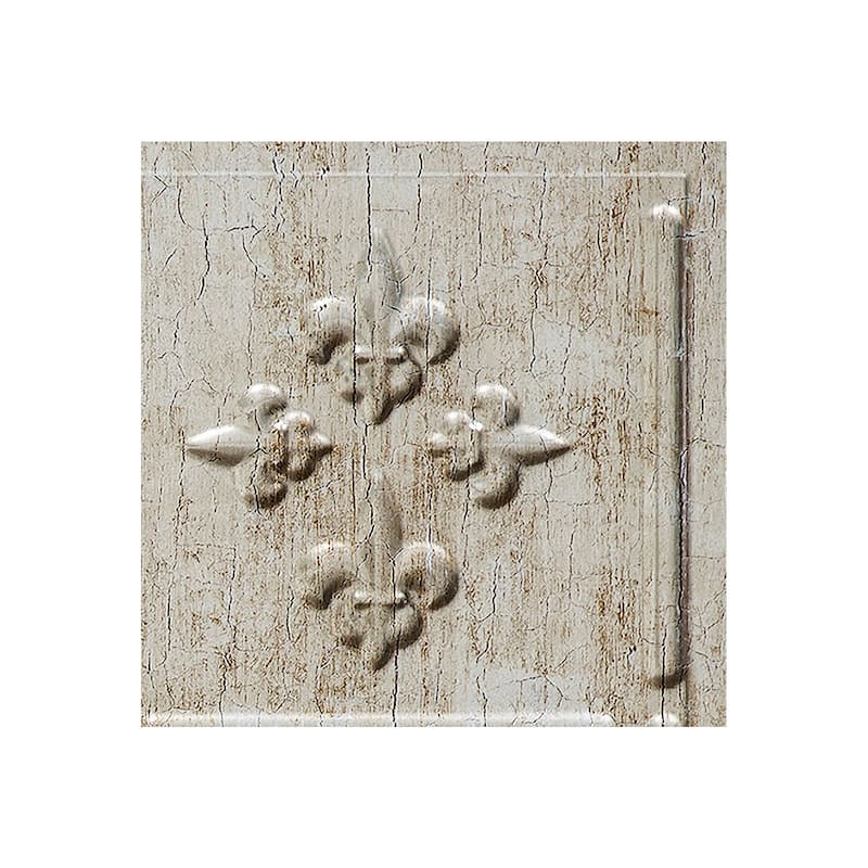 FASÄDE Fleur de Lis Decorative Vinyl Backsplash Panel - 6x6 Inch Sample - Vintage Metal