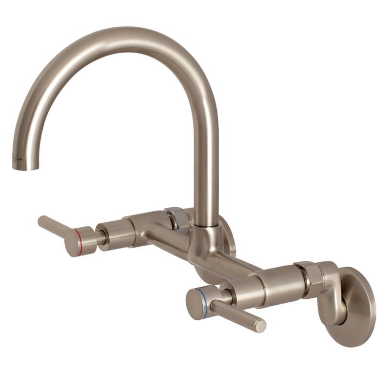 Kingston Brass Concord 8 in. Adjustable Center Wall Mount Kitchen Faucet - Brushed Nickel