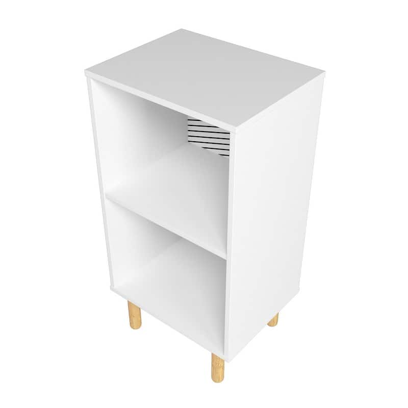 Essex Nightstand with 2 Shelves in White and Zebra